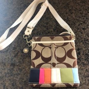 Coach crossbody bag, brown and tan